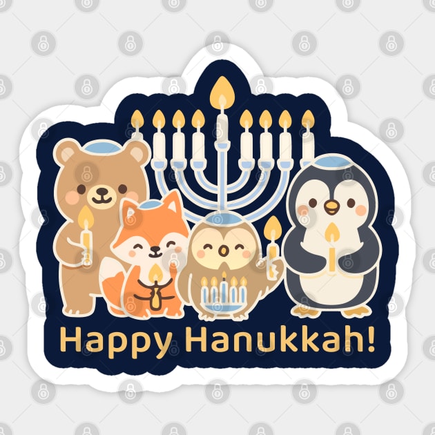 Happy Hanukkah – Cute Animal Menorah Design Sticker by Thank HaShem
